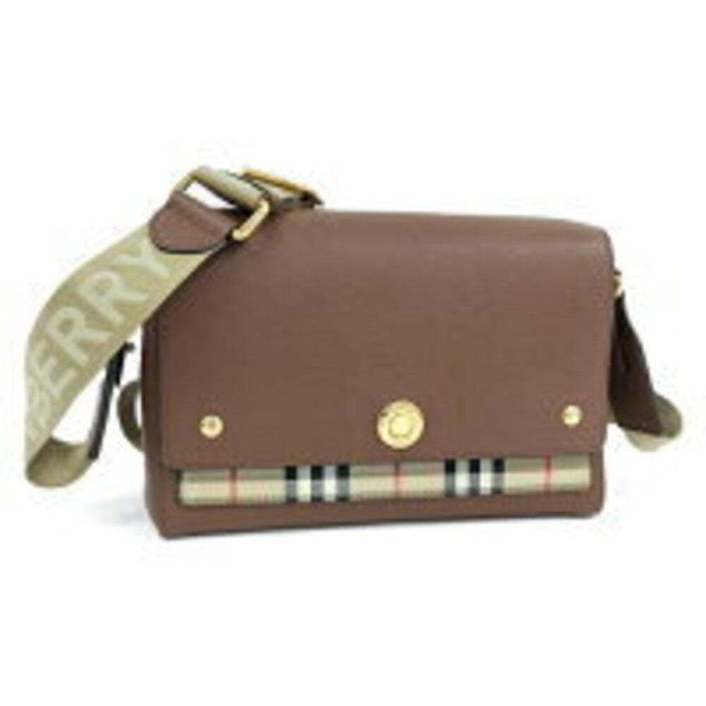 BURBERRY Shoulder Bag Hampshire Leather Canvas Brown Beige